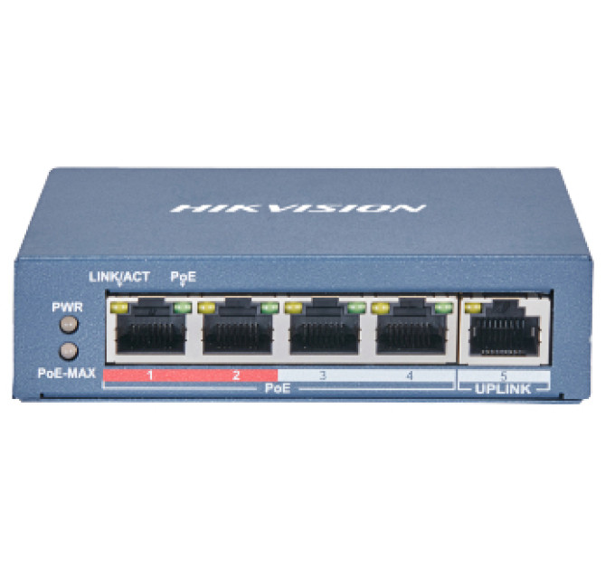 DS-3E0105P-E(B) 4-портовый неуправляемый POE коммутатор Hikvision DS-3E0105P-E(B) 4-портовый неуправляемый POE коммутатор Hikvision