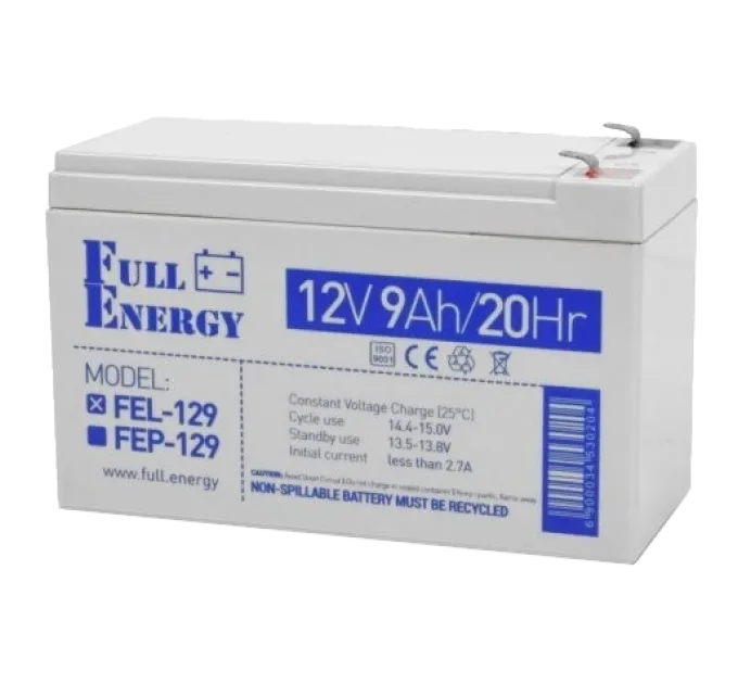 Full Energy FEL-129 9А•г 12В гелева Свинцево-кислотна акумуляторна батарея Full Energy FEL-129 9А•г 12В гелева Свинцево-кислотна акумуляторна батарея