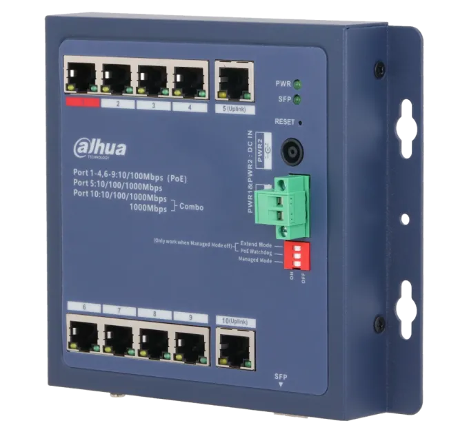 Dahua DH-CHS4110-8ET-90-F PoE Комутатор 9 портів керований Dahua DH-CHS4110-8ET-90-F PoE Комутатор 9 портів керований