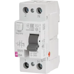 ЭТИ 2р EFI6-P2 25/0,03 тип AC (6kA) Реле дифференциальное (УЗО) ЭТИ 2р EFI6-P2 25/0,03 тип AC (6kA) Реле дифференциальное (УЗО)