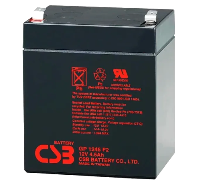 CSB GP1245F2 12В 4.5А•г Акумуляторна батарея CSB GP1245F2 12В 4.5А•г Акумуляторна батарея