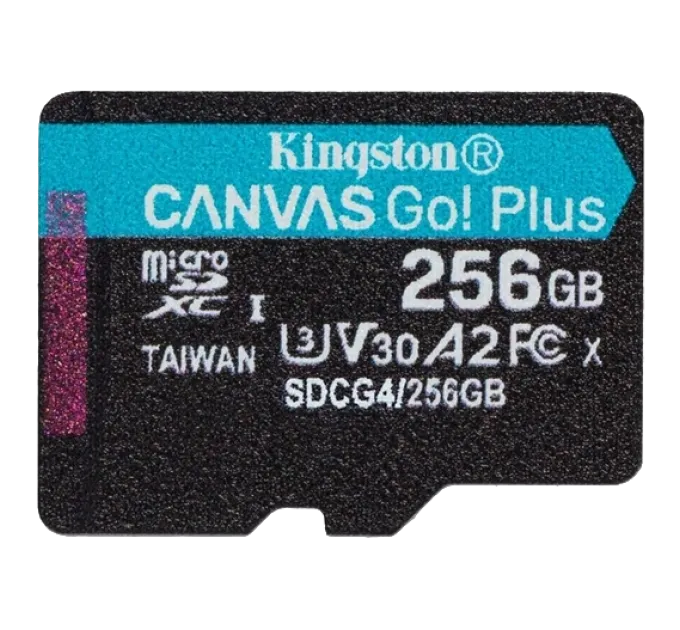 Kingston 256GB microSDXC Canvas Go Plus Gen4 200MB/s A2 U3 V30 Card + Adapter Модуль флеш-пам'яті