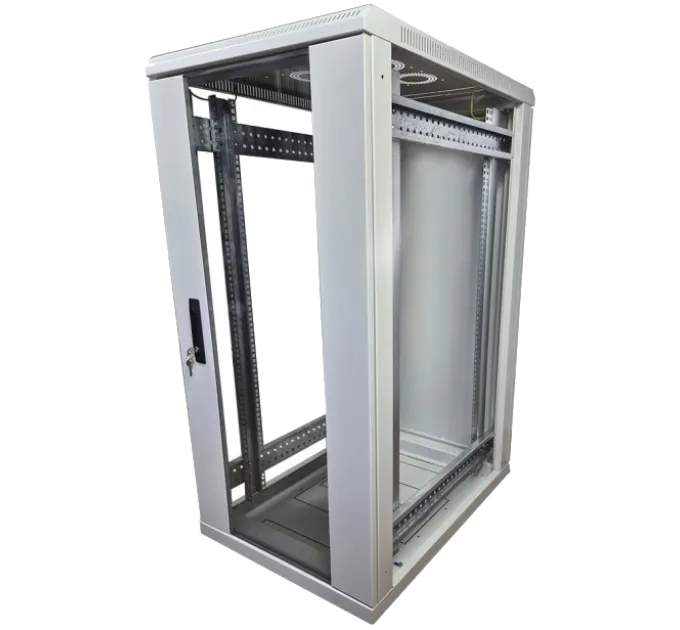 EServer 24U-600х600, стекло, серый Шкаф напольный