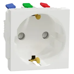 Schneider Electric New Unica NU305718 Розетка з з/к зі шторками 16А самозажимні клеми біла