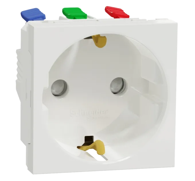 Schneider Electric New Unica NU305718 Розетка з з/к зі шторками 16А самозажимні клеми біла