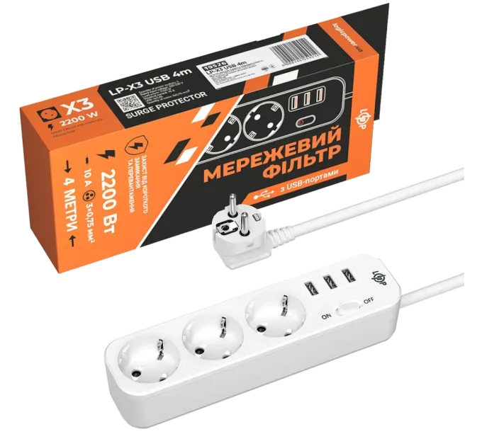 PREMIUM LP-X3-USB-4 Удлинитель сетевой (фильтр) PREMIUM LP-X3-USB-4 Удлинитель сетевой (фильтр)