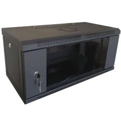 Hypernet WMNC-35-6U-FLAT-BLACK Шафа коммутаційна настінна 6U 600x350 розбірна чорна