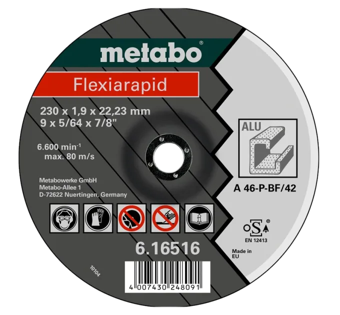 Metabo Flexiarapid (616513000) Отрезной круг по алюминию 125 x 1,0 x 22,23 мм, TF 41 Metabo Flexiarapid (616513000) Отрезной круг по алюминию 125 x 1,0 x 22,23 мм, TF 41