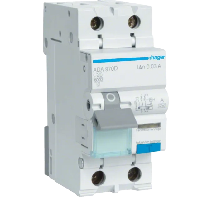 Hager ADA970D Дифавтомат 1P+N, 6kA, C-20A, 30mA, A