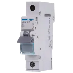 Hager MCN102 Автоматический выключатель 1P 6kA C-2A 1M Hager MCN102 Автоматический выключатель 1P 6kA C-2A 1M