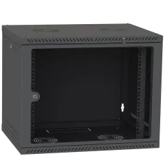 IPCOM 9U 600x600 Шафа телекомунікаційна двері скло (чорна)
