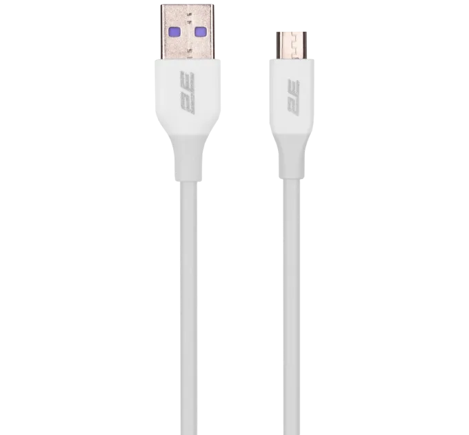 2E USB-A-MICROUSB, GLOW, 1M, WHITE (2E-CCAM-WH) Кабель