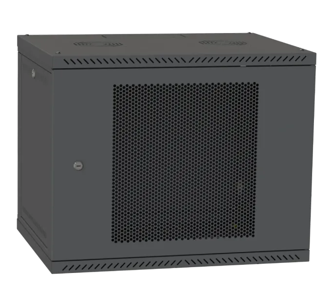 IPCOM 12U 600x600 Шкаф телекоммуникационная дверь перфорация (черная)