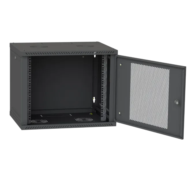 IPCOM 12U 600x600 Шкаф телекоммуникационная дверь перфорация (черная)