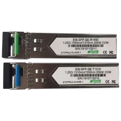 Ewind EW-SFP-GE-T1310 / EW-SFP-GE-R1550 1.25G, Single-mode single Fiber, 20km, LC connector, Tx1310/Rx1550nm : 1310nm is transmitter、1550nm is recei Ewind EW-SFP-GE-T1310 / EW-SFP-GE-R1550 1.25G, Single-mode single Fiber, 20km, LC connector, Tx1310/Rx1550nm : 1310nm is transmitter、1550nm is recei