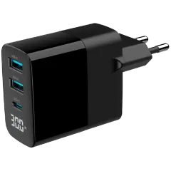 Gembird TA-UC-PDQC30LCD-BK-02 2хUSB-A (QC3.0 18W) + 1хType-C (PD20W) Сетевое зарядное устройство