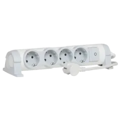 Legrand 4XSchuko 3Gх1,5 мм, 3м Мережевий подовжувач з вимикачем білий, комфорт