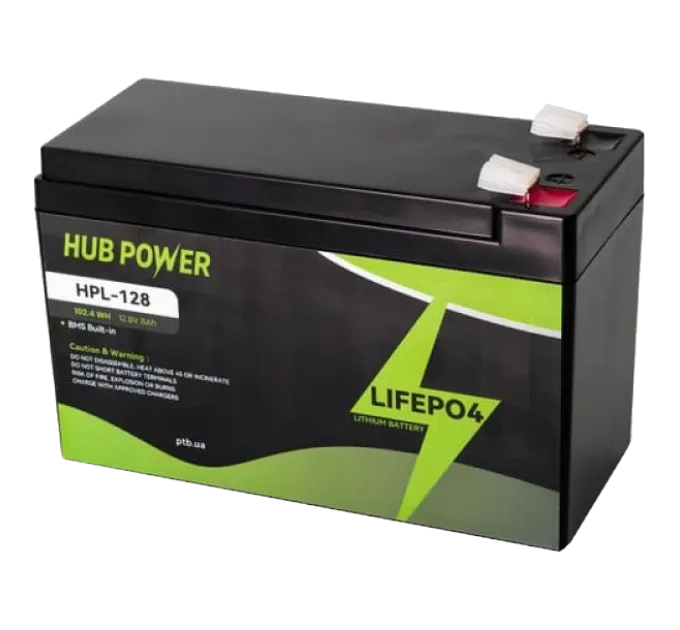 Hub Power HPL-128 LiFePO4 12В/8А•г Акумуляторна батарея Hub Power HPL-128 LiFePO4 12В/8А•г Акумуляторна батарея
