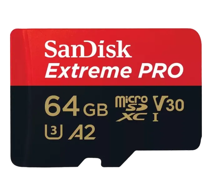 SanDisk microSD 64GB C10 UHS-I U3 Extreme Pro V30 + SD Карта памяти SanDisk microSD 64GB C10 UHS-I U3 Extreme Pro V30 + SD Карта памяти