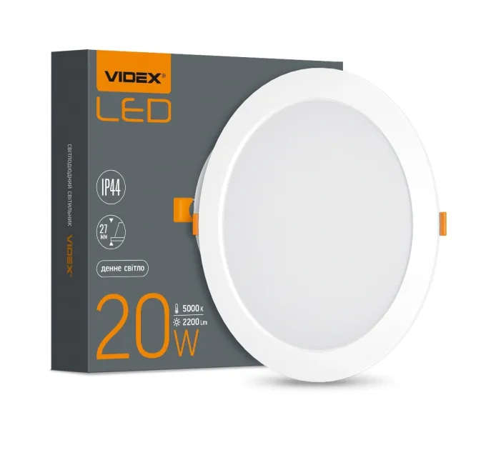 VIDEX 20W 5000K 220V LED светильник Back круглый