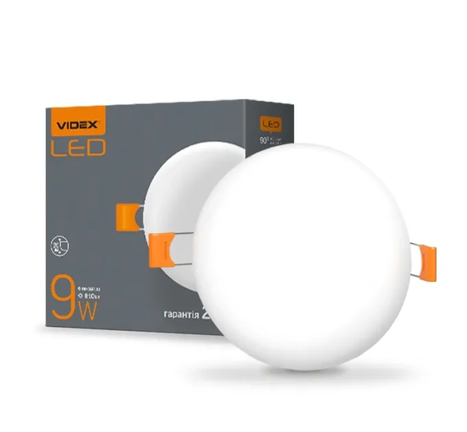 VIDEX 9W 4100K 220V LED светильник безрамочный круглый