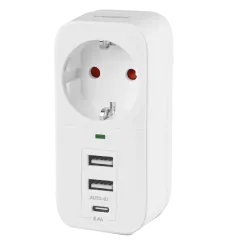 VIDEX ONCORD 1п 2.4A 2USB+USB-C Сетевой адаптер Type-C с заземлением