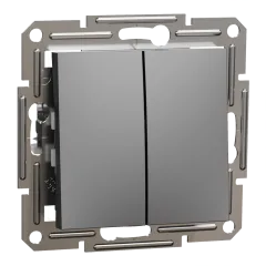 Schneider Electric EPH0300171 Asfora Выключатель 2-клавишный антрацит, пластик, без подсветки и индикации, для врезного монтажа