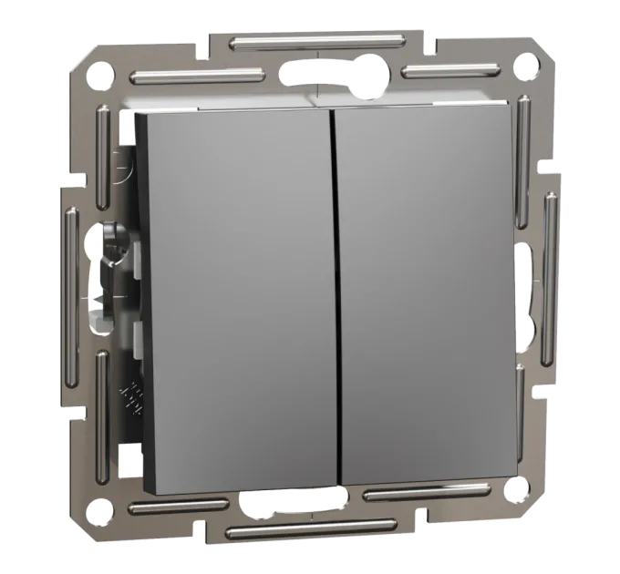 Schneider Electric EPH0300171 Asfora Выключатель 2-клавишный антрацит, пластик, без подсветки и индикации, для врезного монтажа Schneider Electric EPH0300171 Asfora Выключатель 2-клавишный антрацит, пластик, без подсветки и индикации, для врезного монтажа