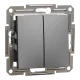 Schneider Electric EPH0300171 Asfora Выключатель 2-клавишный антрацит, пластик, без подсветки и индикации, для врезного монтажа