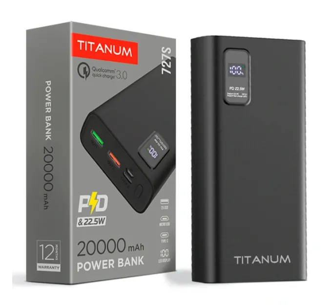 TITANUM 727S 20000mAh 22.5W Black Повербанк