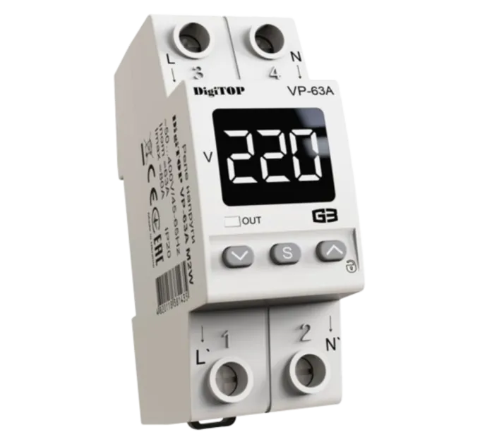 DigiTOP VP-63A M2W Реле напряжения DigiTOP VP-63A M2W Реле напряжения