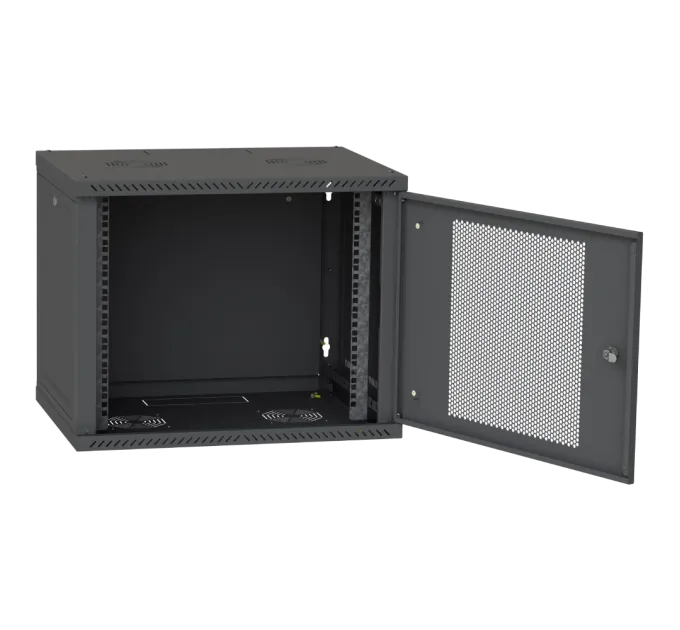 IPCOM 12U 600x450 Шафа телекомунікаційна двері перф(чорна)