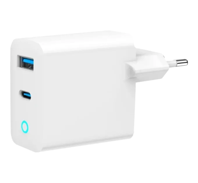Gembird TA-UC-PDQC45L-W-01 (USB-A + Type-C) Сетевое зарядное устройство Gembird TA-UC-PDQC45L-W-01 (USB-A + Type-C) Сетевое зарядное устройство