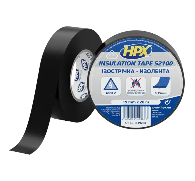 HPX IB1920 HPX52100 19мм х 20м Стрічка ПВХ ізоляційна