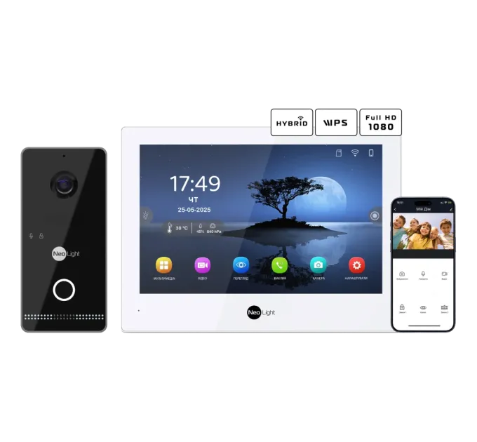 Neolight ALPHA Hybrid + OPTIMA IPW Black Комплект видеодомофона