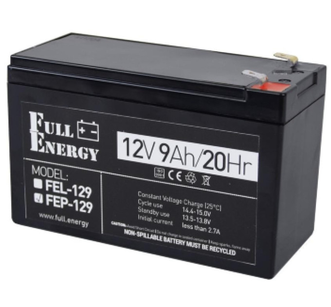 Full Energy FEP-129 9А•г 12В Свинцево-кислотна акумуляторна батарея