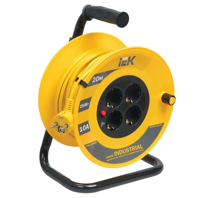 IEK Удлинитель-катушка 4гн 20м З/К УК20 т/с (3х1,5мм2) IP44 IEK Удлинитель-катушка 4гн 20м З/К УК20 т/с (3х1,5мм2) IP44
